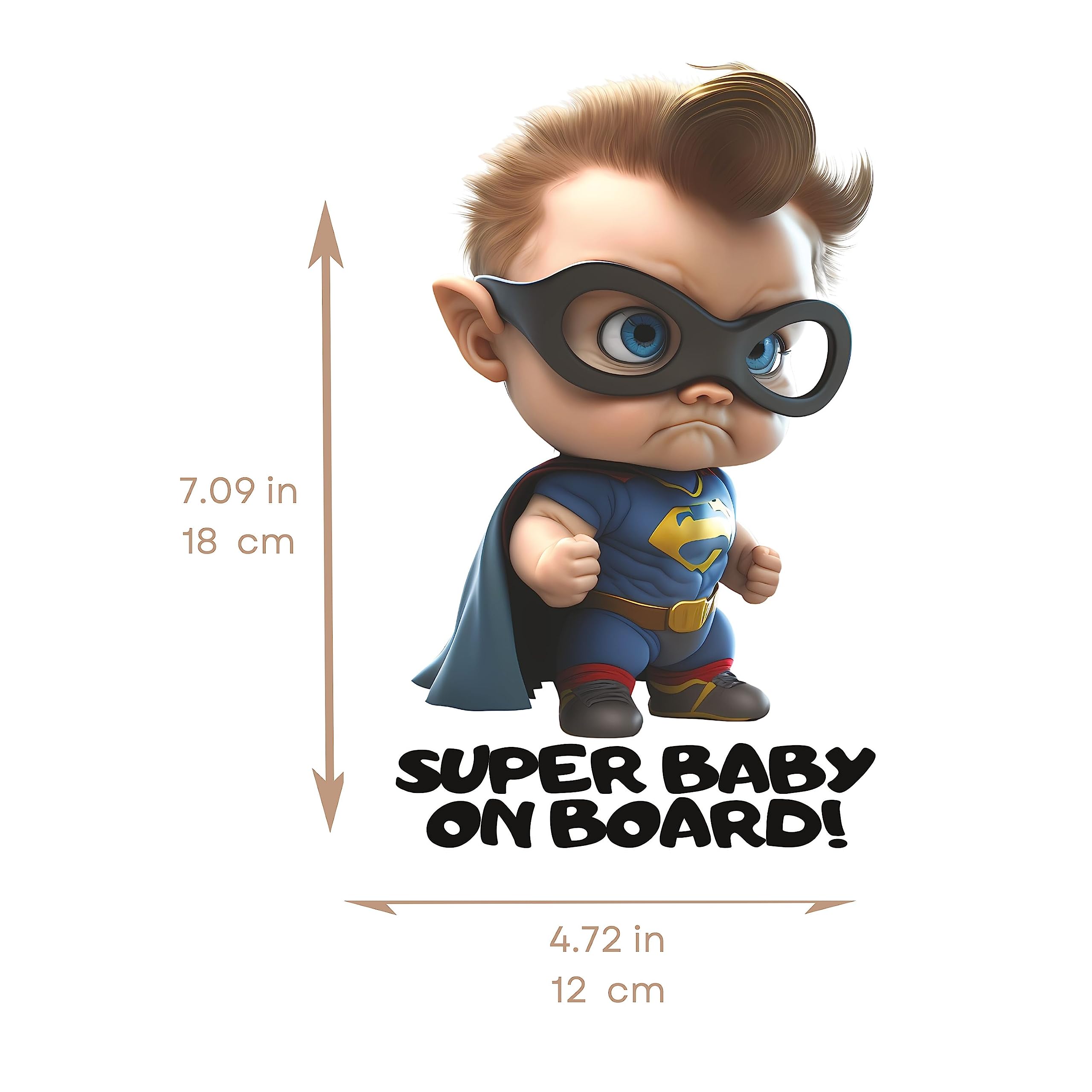 LOL Collection 3D Baby on Board Sticker for Cars - New Generation - "Super Baby on Board" - Large 7 Inches Safety Baby Sign