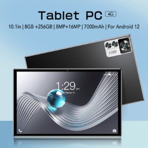 10.1 Inch Tablet Android12 Tablet PC, Octa Core Processor, 8GB RAM 256GB ROM, FHD Touchscreen, 4G Unlock Tablet, 8MP+16MP Dual Camera, 2.4G/5G WiFi, BT 5.0, 7000mAh Battery