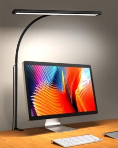 desk lamp, ifalarila dimmable 160 led desk light for home office [updated flexible gooseneck & metal rod & i-clamp] book light clip on table for reading, workbench, drafting, nail tech, sewing, puzzle