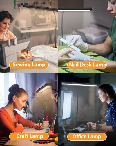 Desk Lamp, iFalarila Dimmable 160 LED Desk Light for Home Office [Updated Flexible Gooseneck & Metal Rod & I-Clamp] Book Light Clip on Table for Reading, Workbench, Drafting, Nail Tech, Sewing, Puzzle