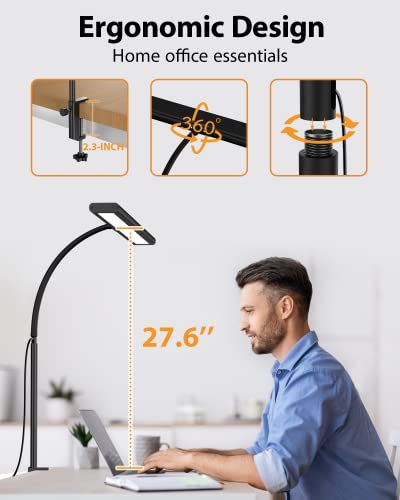 Desk Lamp, iFalarila Dimmable 160 LED Desk Light for Home Office [Updated Flexible Gooseneck & Metal Rod & I-Clamp] Book Light Clip on Table for Reading, Workbench, Drafting, Nail Tech, Sewing, Puzzle