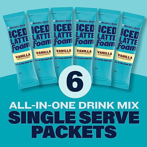 Maxwell House Vanilla Iced Latte Single Serve Instant Coffee Beverage Mix (Six, 1oz. Packets)