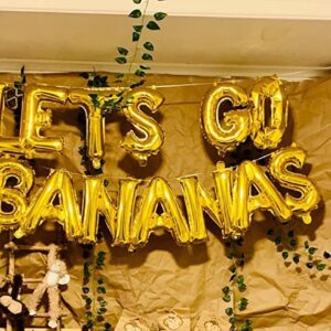 16" Lets GO Bananas Letter Banner Balloons for Tutti Frutti Balloon, Fruit Birthday Party, Twotti Frutti Birthday Decorations, Tutti Fruity Birthday,Gold