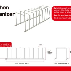 FitWell Kitchen Bakeware Organizer,Plate Racks,Rack for Plastic Lids,Cutting Boards,Cookie Sheets,Pots & Pans Holder,Compact Kitchen Storage,Cabinet Organizer