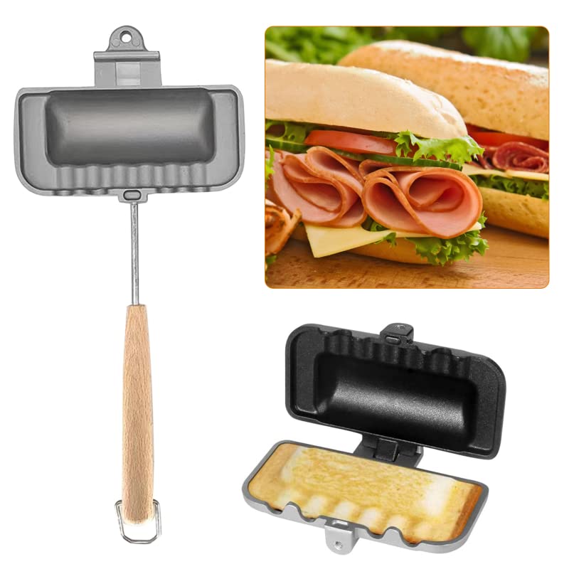 4w1h Sandwich Maker Double-Sided Sandwich Pan Non-Stick Foldable Grill Frying Pans for Bread Toast Breakfast Machine Pancake Maker Kitchen Tools