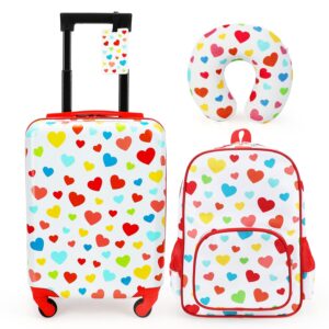 emissary kids luggage with wheels for girls, 3 piece luggage set, childrens luggage for girls with wheels, kids suitcases with wheels for girls, toddler suitcase for girls, travel luggage for kids