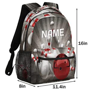 OMFUNS Vintage Bowling Ball Custom Backpack for Kids Boys Girls Sport Bowl Personalized School Bookbag for College Elementary Middle School Bag Casual Daypack Laptop Bag for Women Men