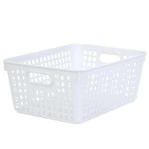 Really Good Stuff Large Plastic Book Baskets, 13?" by 10" by 5?" - 6 Pack, White| Classroom Library Organizer, Toy Storage, Multi-Purpose Organizer Basket