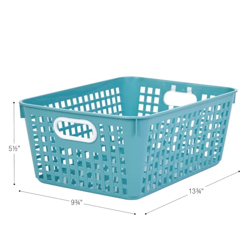 Really Good Stuff Large Plastic Book Baskets, 13?" by 10" by 5?" - 6 Pack, White| Classroom Library Organizer, Toy Storage, Multi-Purpose Organizer Basket