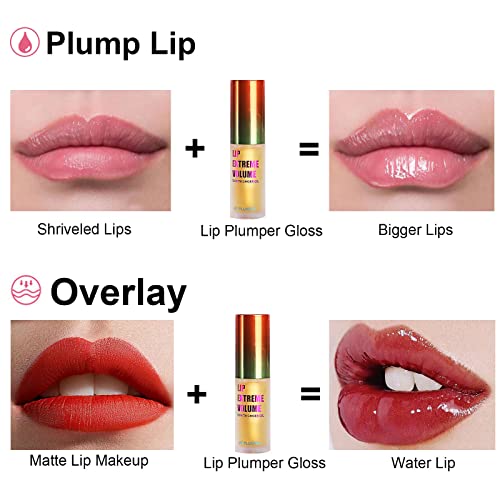 Rosarden Lip Plumper Extreme - Plumping Lip Gloss - Clear Lip Plump Gloss -Lip Enhancer Plumper - Lip Moisturizer for Dry Lips - Lip Filler Plumper - Volumize Lips Instantly for Thicker & Fuller Lips