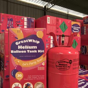 GreatWhip 7L Helium Tank for Balloons At Home Helium Balloon Pump Kit 30 Assorted Latex Balloons and Curling Ribbon Included