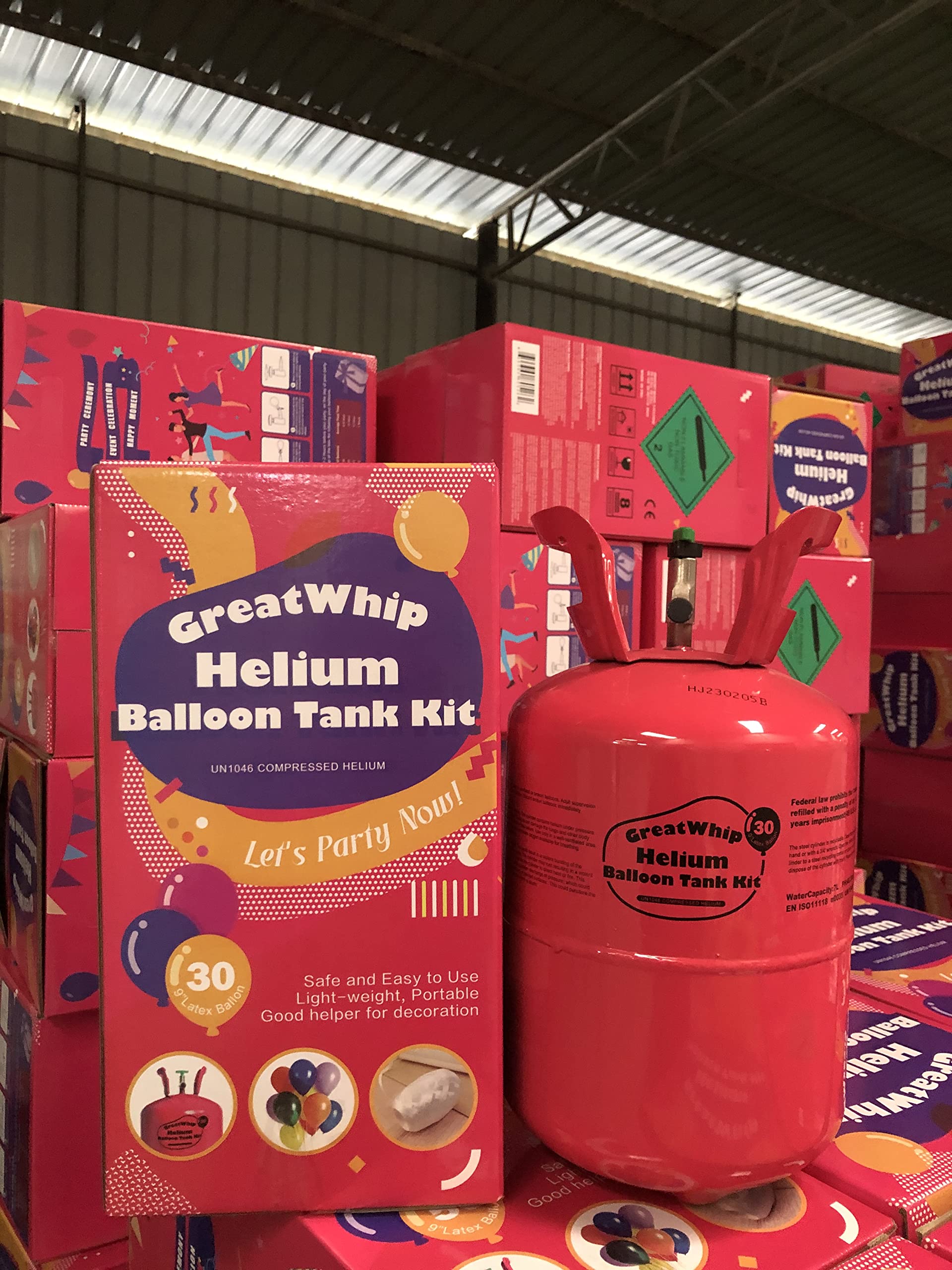 GreatWhip 7L Helium Tank for Balloons At Home Helium Balloon Pump Kit 30 Assorted Latex Balloons and Curling Ribbon Included