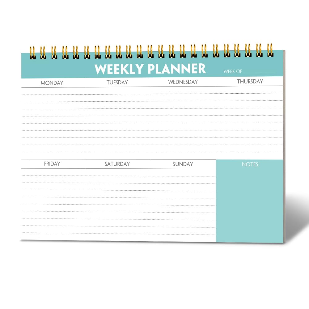 Weekly Planner Notepad - 7" x 10" Weekly Pad Organizers Habit Tracker Journal for Man & Women, 52 Sheets, 100gsm Paper, Undated Weekly To Do List Notepad with Your Life, Teal