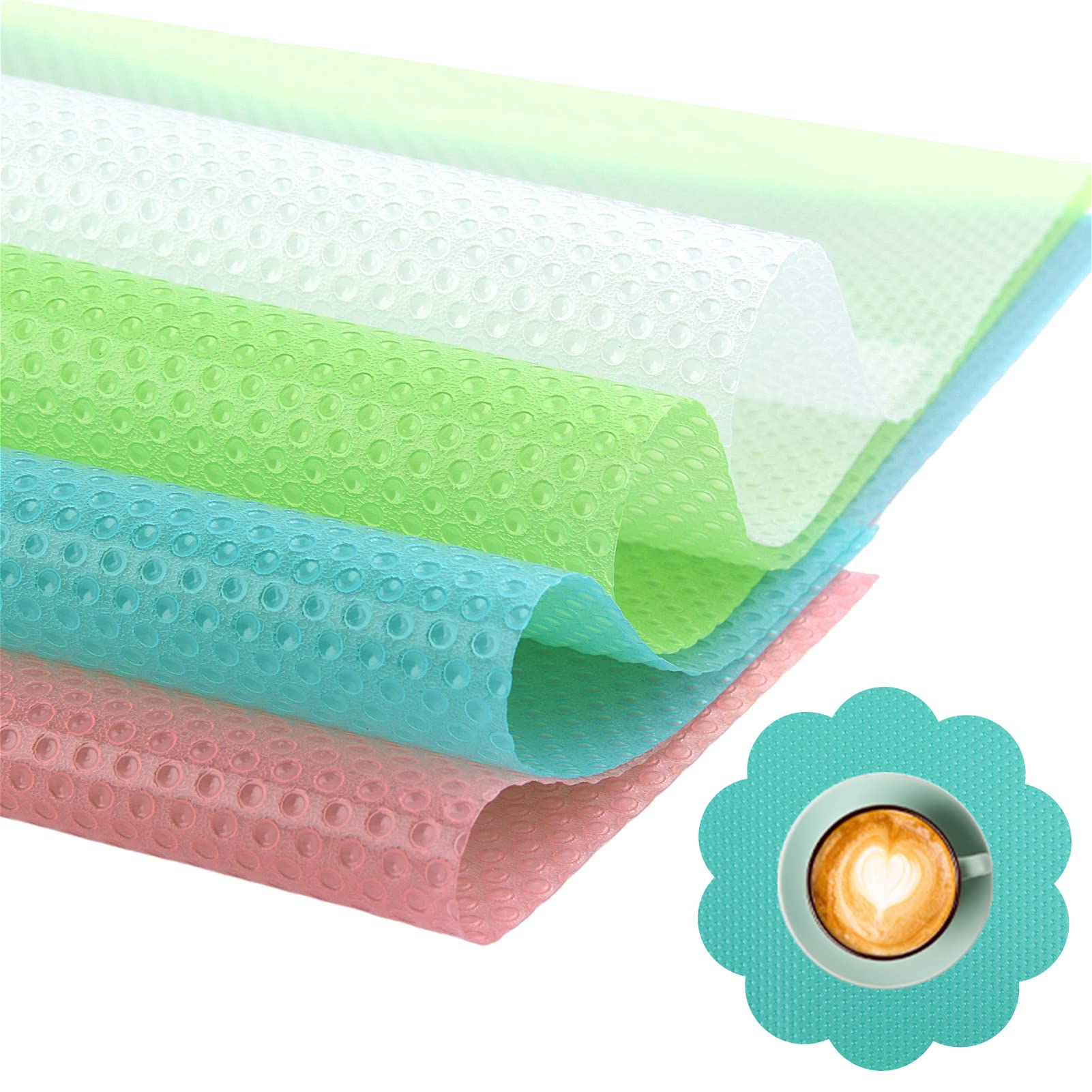 8pcs Refrigerator Liners Mats Washable, EVA Shelf Liners Waterproof Oilproof, 17.5''x11.5'' Non-Slip Fridge Liners for Glass Shelf Cupboard Kitchen Cabinet Drawer Refrigerator(4 Color Mixed)