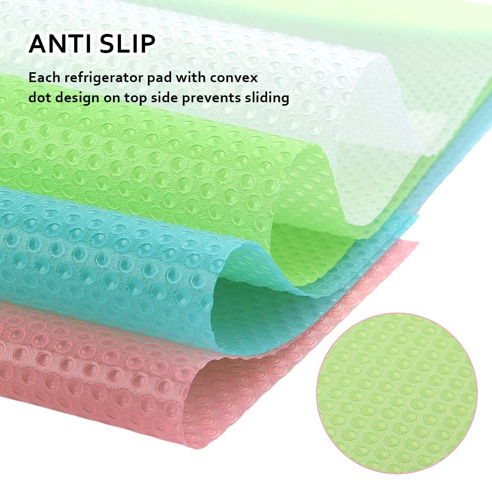 8pcs Refrigerator Liners Mats Washable, EVA Shelf Liners Waterproof Oilproof, 17.5''x11.5'' Non-Slip Fridge Liners for Glass Shelf Cupboard Kitchen Cabinet Drawer Refrigerator(4 Color Mixed)