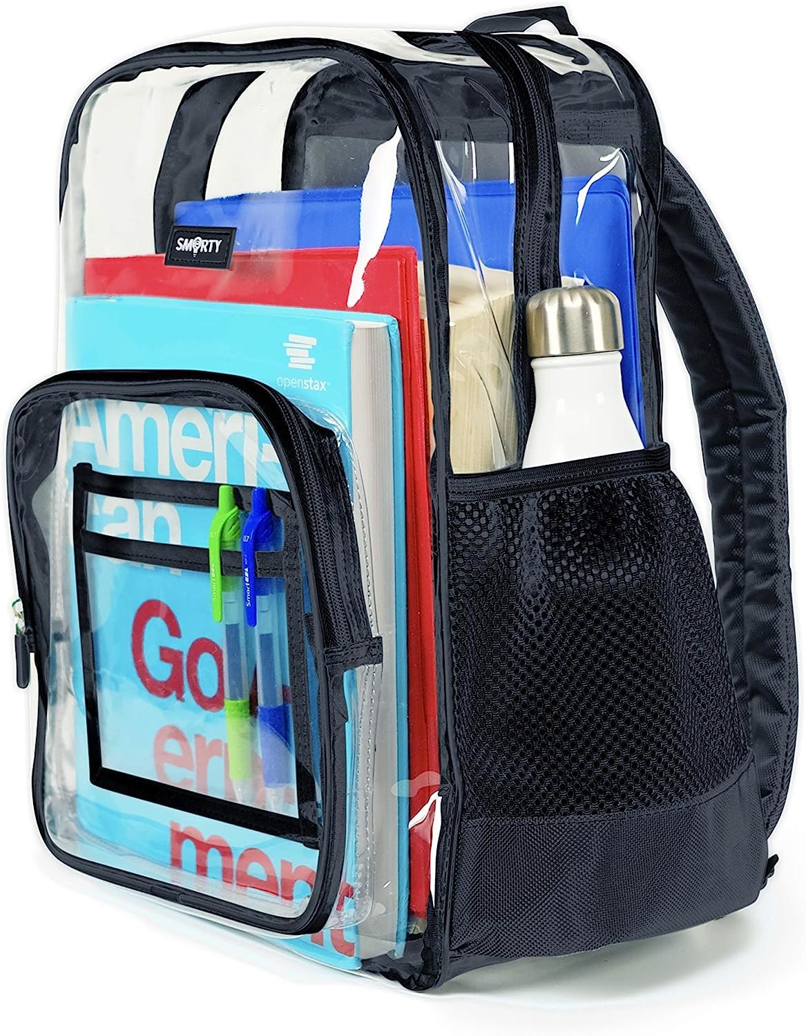 TXSN Heavy Duty Clear Backpack Durable Transparent See Through Bag (Medium, Black)