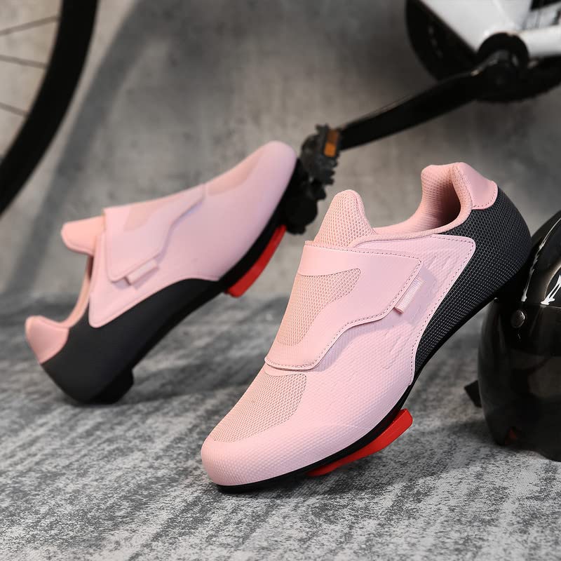 Unisex Cycling Shoes Compatible with Peloton Shoes Indoor Road Bike Riding Shoes for Men and Women Pre-Installed with Delta Cleats Clip Outdoor Pedal Pink