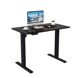 furnistory electric standing desk with whole board, 40 x 24 inches height adjustable sit stand up desk, home office desk with 3 memory controller (white, 40 inches)