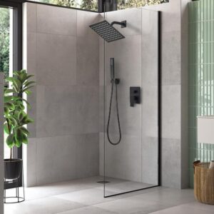 annazom Shower Faucet Set Rain Shower System Matte Black with High Pressure 8-Inch Shower Head Handheld Square Shower Head Bathroom Luxury Rain Shower Faucet Shower Complete Combo Kit Wall Mounted