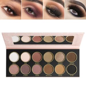 de'lanci soft pink brown eyeshadow palette, 12 colors matte shimmer nude rose gold neutral eyeshadow pallet for natural smoky eye look, long wear naked brown shade for women, ultra-blendable,talc free