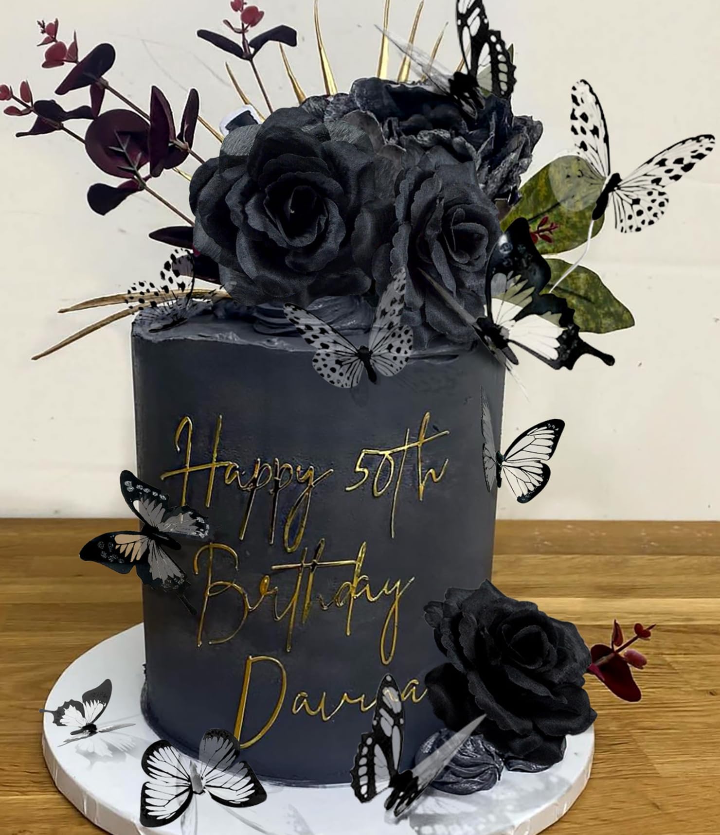 JeVenis Black Gothic Cake Decoration Rose Cake Topper Rip Cake Decoration Death Cake Decoration Gothic Birthday Decoration Gothic Party Supplies