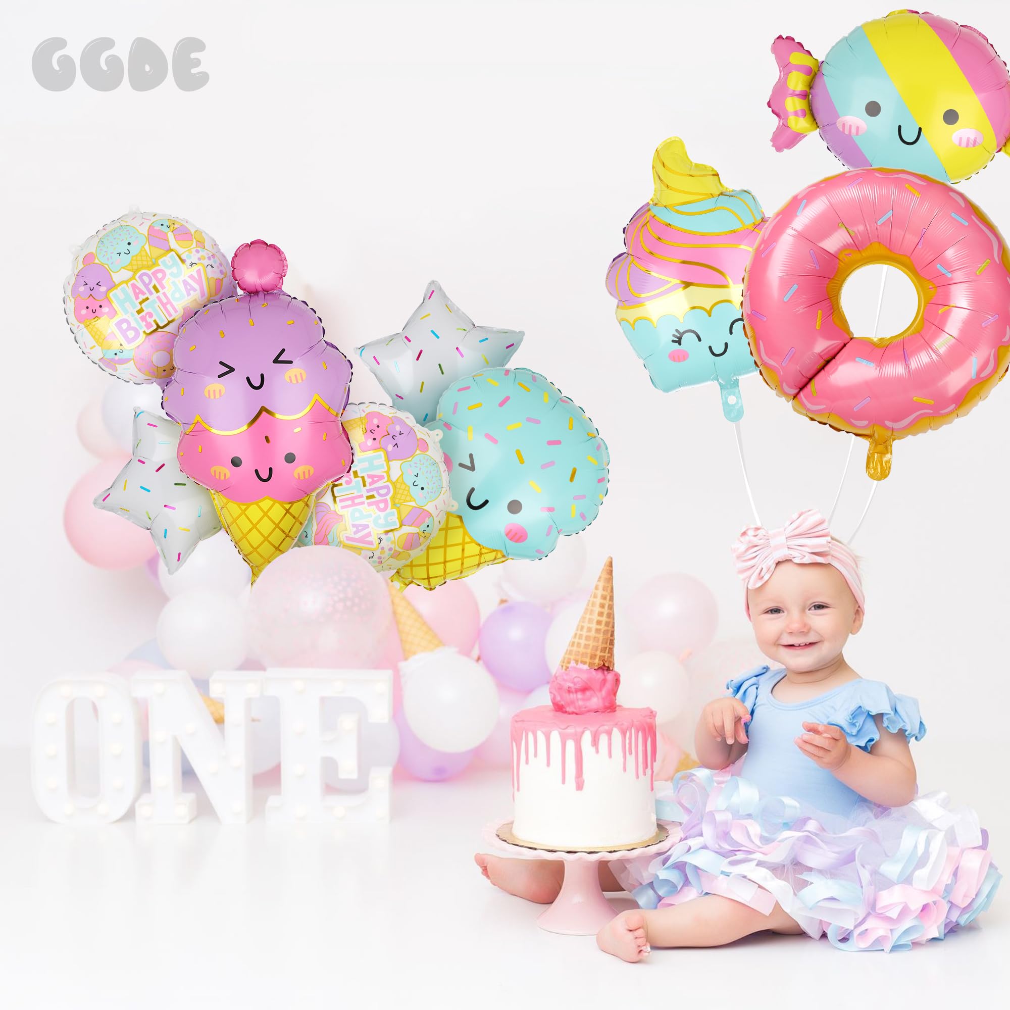 Ice Cream Balloons Donut Candy Ice Cream Themed Baby Shower Kids Sweet Summer Ice Cream Birthday Party Decor 9 Pcs