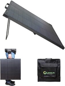 lensunsolar innovative 55w 12v solar panel with kickstand, lightweight, waterproof, super thin for rv campers power station camping, only 4.4 lbs/2kgs