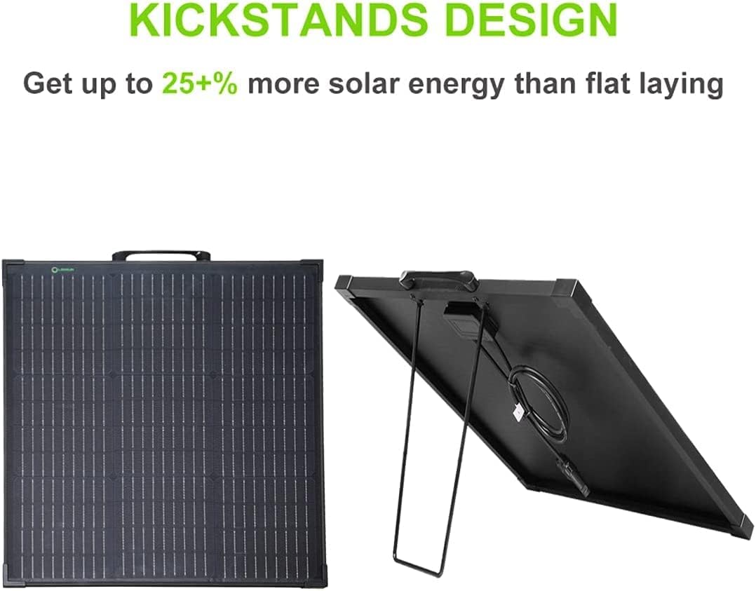 LensunSolar Innovative 55W 12V Solar Panel with Kickstand, Lightweight, Waterproof, Super Thin for RV Campers Power Station Camping, Only 4.4 lbs/2kgs