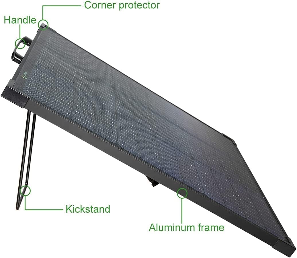 LensunSolar Innovative 55W 12V Solar Panel with Kickstand, Lightweight, Waterproof, Super Thin for RV Campers Power Station Camping, Only 4.4 lbs/2kgs