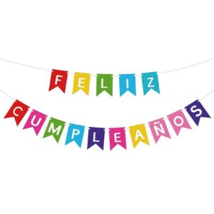feliz cumpleaños banner,colorful spanish birthday bunting banner for birthday party decorations