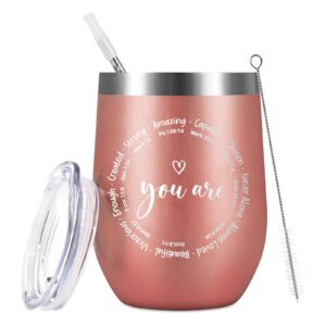 lifecapido christian gifts for women, christian wine tumbler 12oz, inspirational gifts religious gifts spiritual gifts scripture gifts birthday gifts for mom wife sister friends coworker, rose gold