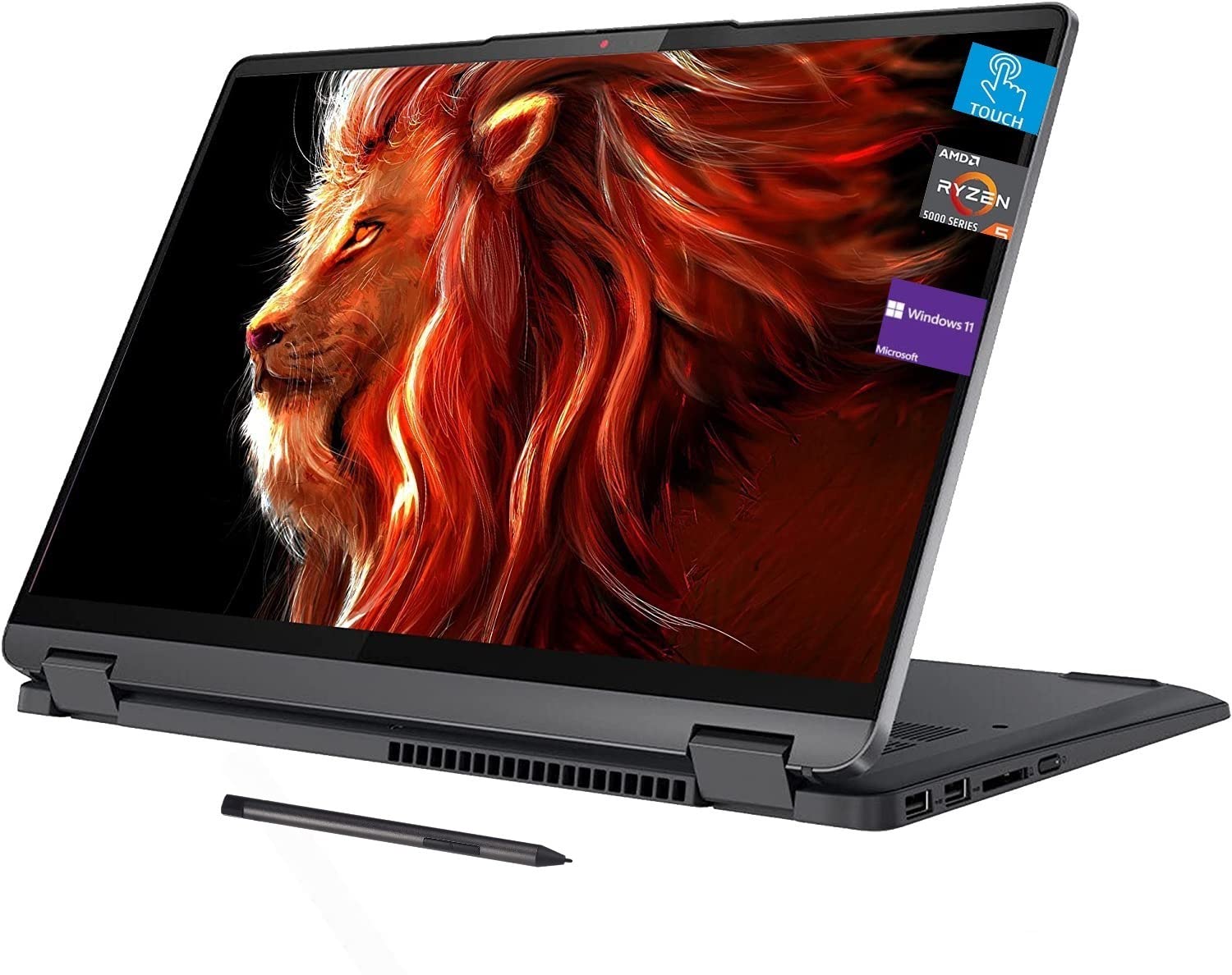 Lenovo Flex 5 14" 2-in-1 Laptop, WUXGA Touchscreen Display, AMD Ryzen 5 5500U, 16GB RAM, 1TB PCIe SSD, Bluetooth, Webcam, Backlit Keyboard, Fingerprint Reader, Windows 11 Home, Grey