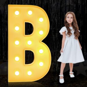 yoswpp 4ft large marquee light up letters numbers giant mosaic balloon frame,wedding anniversary baby shower gender reveal decorations (b, 4ft)
