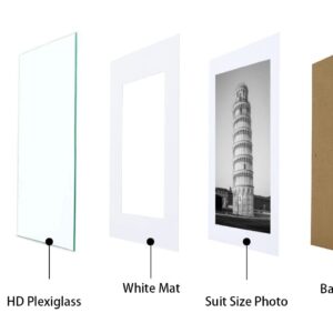 Wiscet 5x7 Picture Frame Set of 9, Display Pictures 4x6 with Mat or 5 x 7 Without Mat, Photo Frame for Wall Mounting or Tabletop Display, Black.