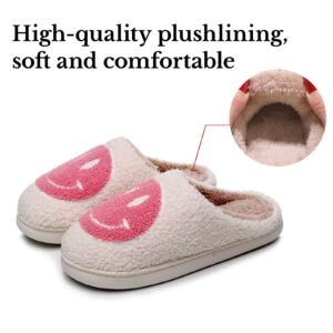 Beishani Smiley Face Slippers for Women Retro Soft Plush Warm Slip-on Slippers, Happy face slippers Cozy Indoor Outdoor Slippers