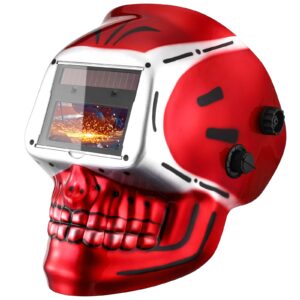 dekorpo welding helmet auto darkening: true color solar powered auto darkening welding helmets welder mask hood (skull design)