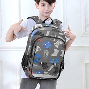 Glaphy Video Game Grey School Backpack Lightweight Laptop Backpack Student Travel Daypack with Reflective Stripes