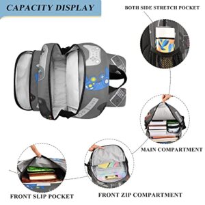 Glaphy Video Game Grey School Backpack Lightweight Laptop Backpack Student Travel Daypack with Reflective Stripes