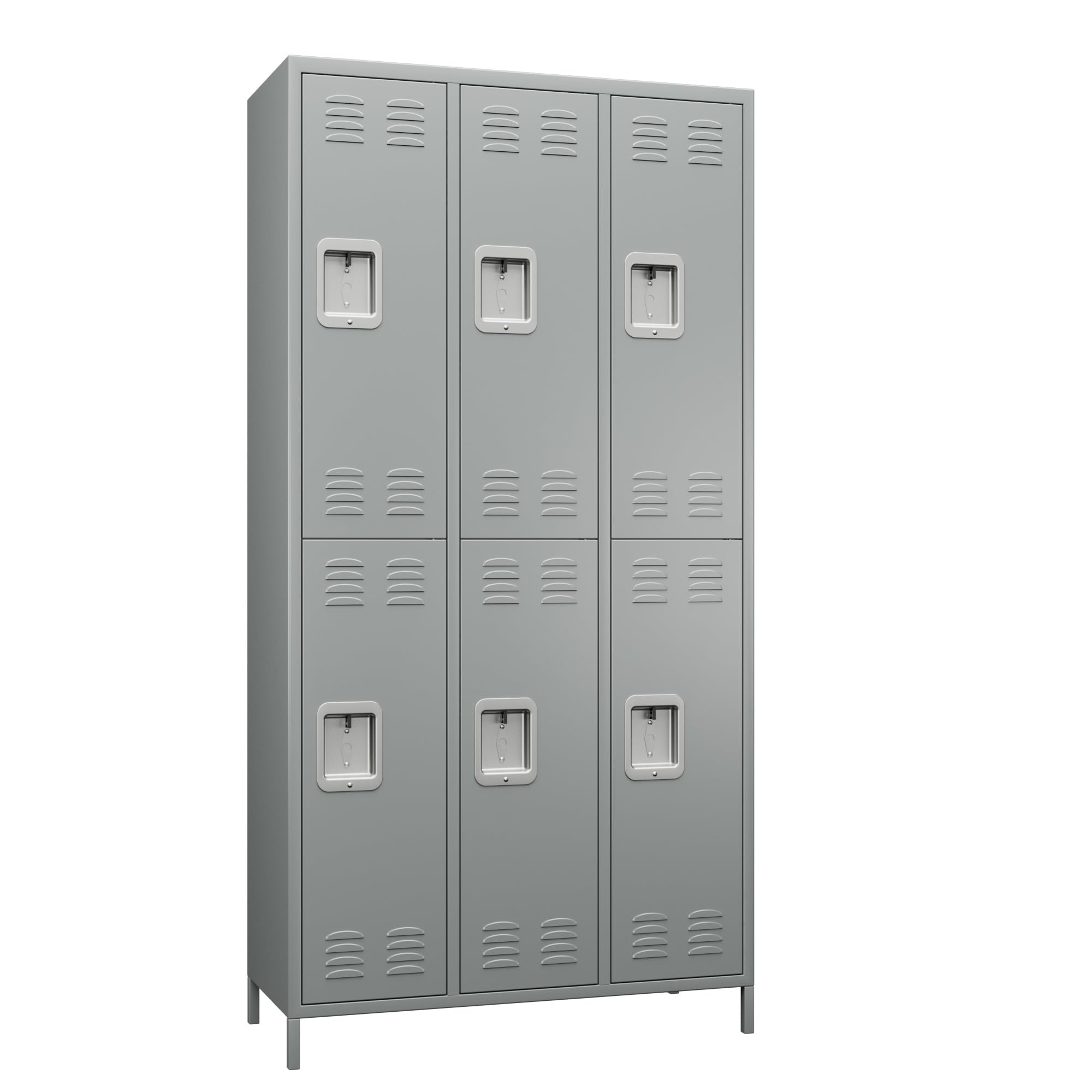 METAN Metal Locker for School Office Gym Bedroom,6 Doors Steel Storage Locker Cabinet for Employees,Industrial Storage Locker with 1 Shelves,Assembly Required (6 Door-Light Gray)…