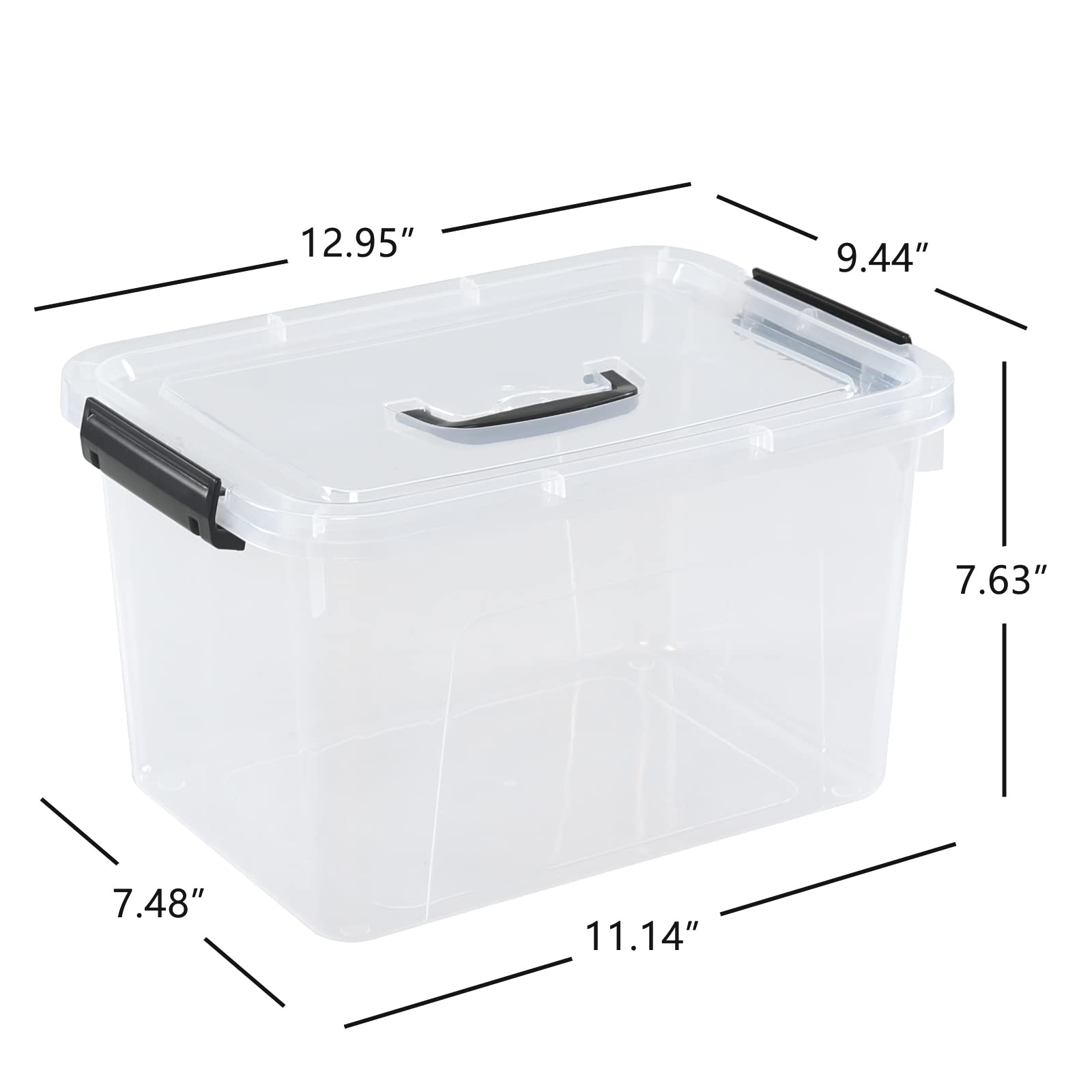 Esdiplot 10.5 L 4 Pack Clear Storage Box, Plastic Latching Box with Handles