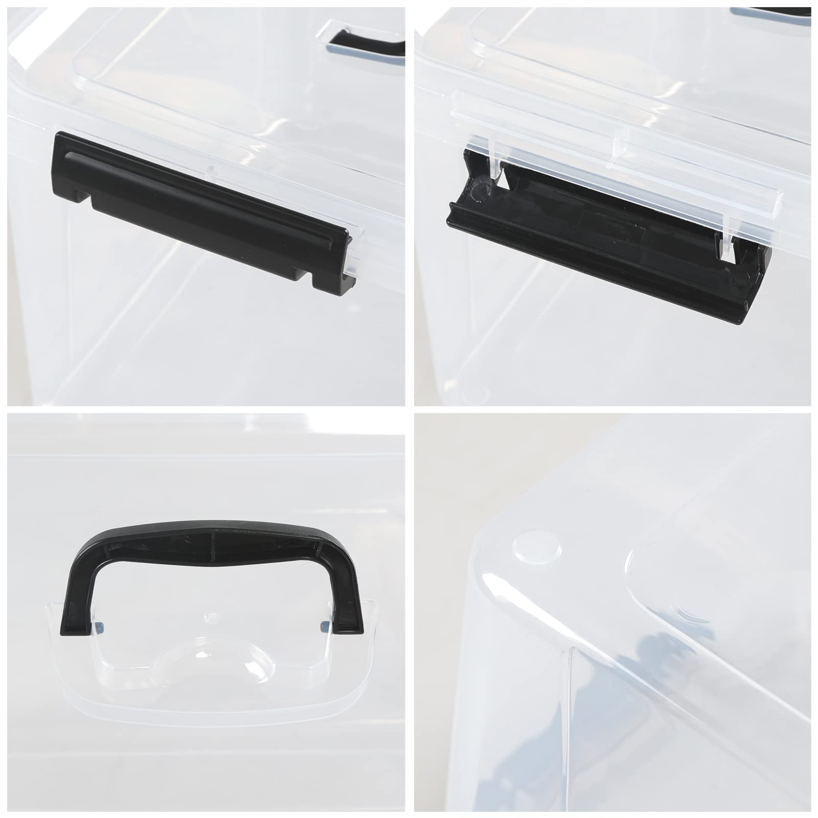 Esdiplot 10.5 L 4 Pack Clear Storage Box, Plastic Latching Box with Handles