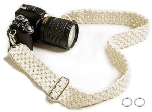 clysuply macrame camera strap for dslr camera. adjustable handwoven universal neck & shoulder strap gift for photographers
