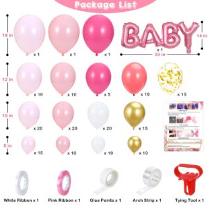 KaKaPops 169pcs Pink Balloon Garland Arch Kit, Gold White and Pink Balloons with Different Size Hot Pink Light Pink Balloons for Birthday Party Girl Baby Shower Decorations