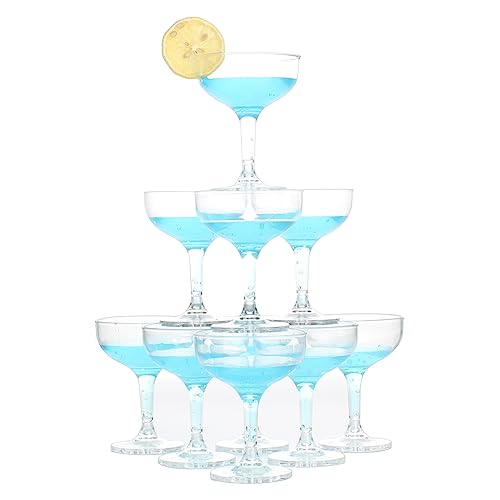 Belinlen 18 Count 5oz Acrylic Martini Glasses for Party Champagne Tower Plastic Champagne Coupe Glasses for Martini, Margarita, Cocktail, Dessert(Reusable, Dishwasher Safe)