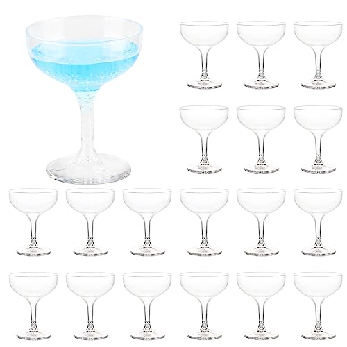 Belinlen 18 Count 5oz Acrylic Martini Glasses for Party Champagne Tower Plastic Champagne Coupe Glasses for Martini, Margarita, Cocktail, Dessert(Reusable, Dishwasher Safe)