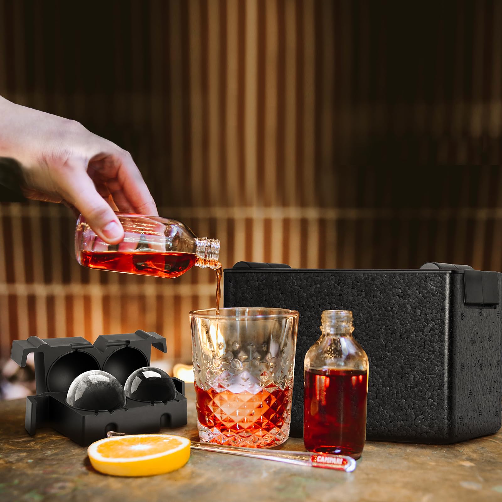 Antarctic Star Clear Ice Ball Maker Tray, 2 Large Whiskey Ice Maker Sphere with Storage Bag,2.5 Inch Crystal Ice Ball for Cocktail, Whiskey & Brandy