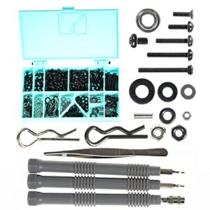 RampCrab Button Head Screws Kit for SCX24 AX24 RC Car, 372Pcs, Come with Tools, Hardened Steel Grade 12.9 Screws, Bearing & Screws with Box for 1/24 RC Car SCX24 C10 Deadbolt JLU Gladiator Bronco