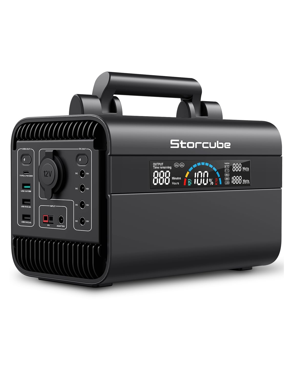 Portable Power Station 600W, STORCUBE Solar Generator 577Wh with 3 AC Outlet, PD 100W Output, Lithium Battery Backup, Solar Powered Generators for Camping Outdoor Home Emergency (1000W Surge)