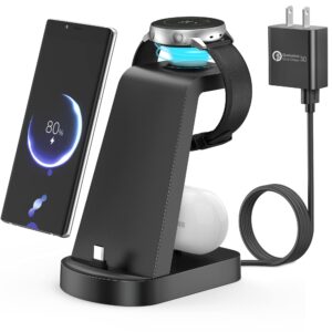 charging station for samsung multiple devices,3 in 1 fast charging stand usb-c charger for galaxy s23/s22/s21/s20/s10/note20/note10/z flip 4/z fold 4,galaxy watch 5/5 pro/4/3/active/galaxy buds