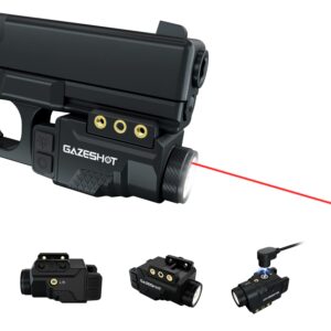 gazeshot mini 700 lumens pistol light laser combo weapon light tactical flashlights, magnetic usb rechargeable with red beam sight and strobe mode for gl glock and picatinny rail